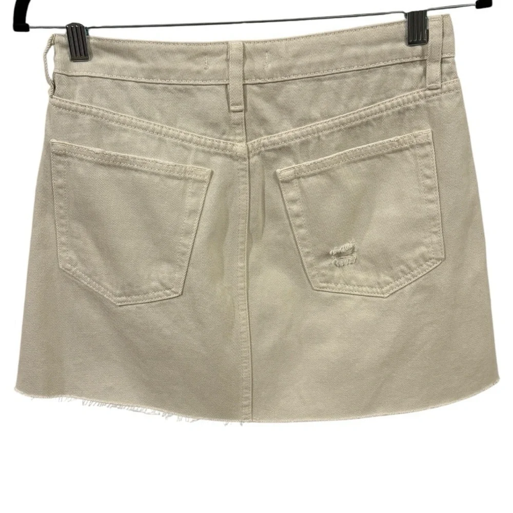NWT Free People Distressed A-Line Denim Button Up Skirt Woman’s Sz 27